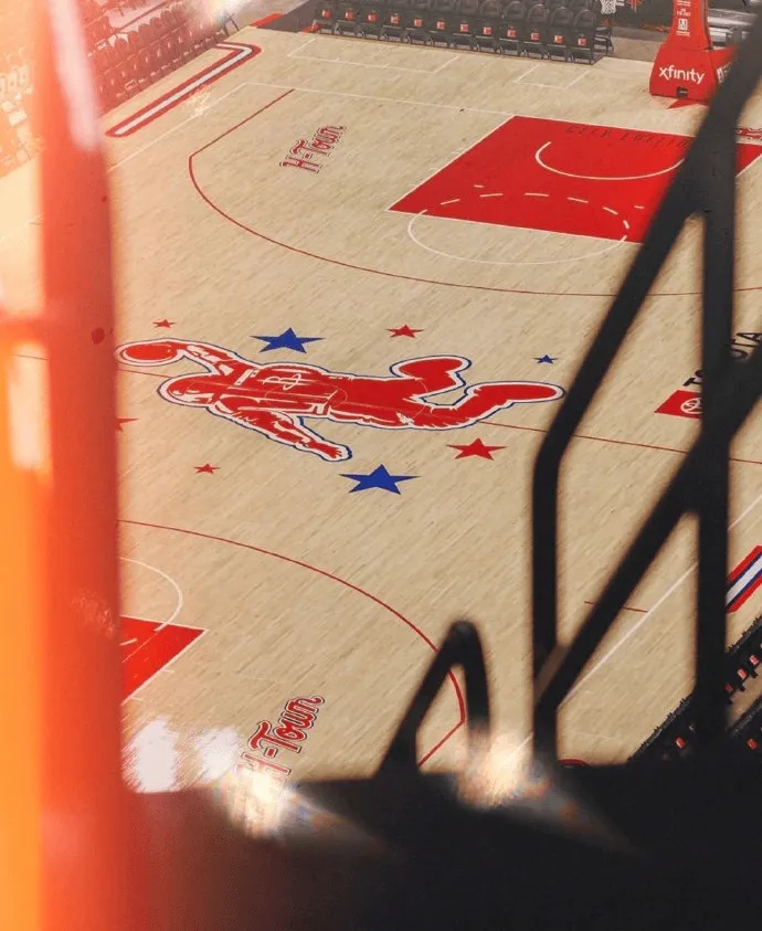 Rockets share photos of their new home court floor on social media.