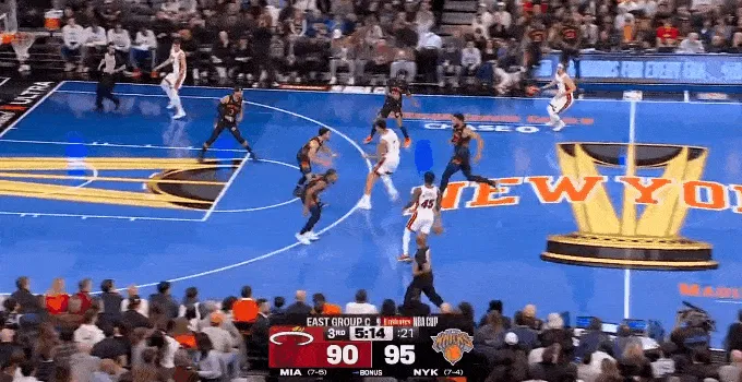 Powell followed up with the ball and pulled up for a three-pointer.