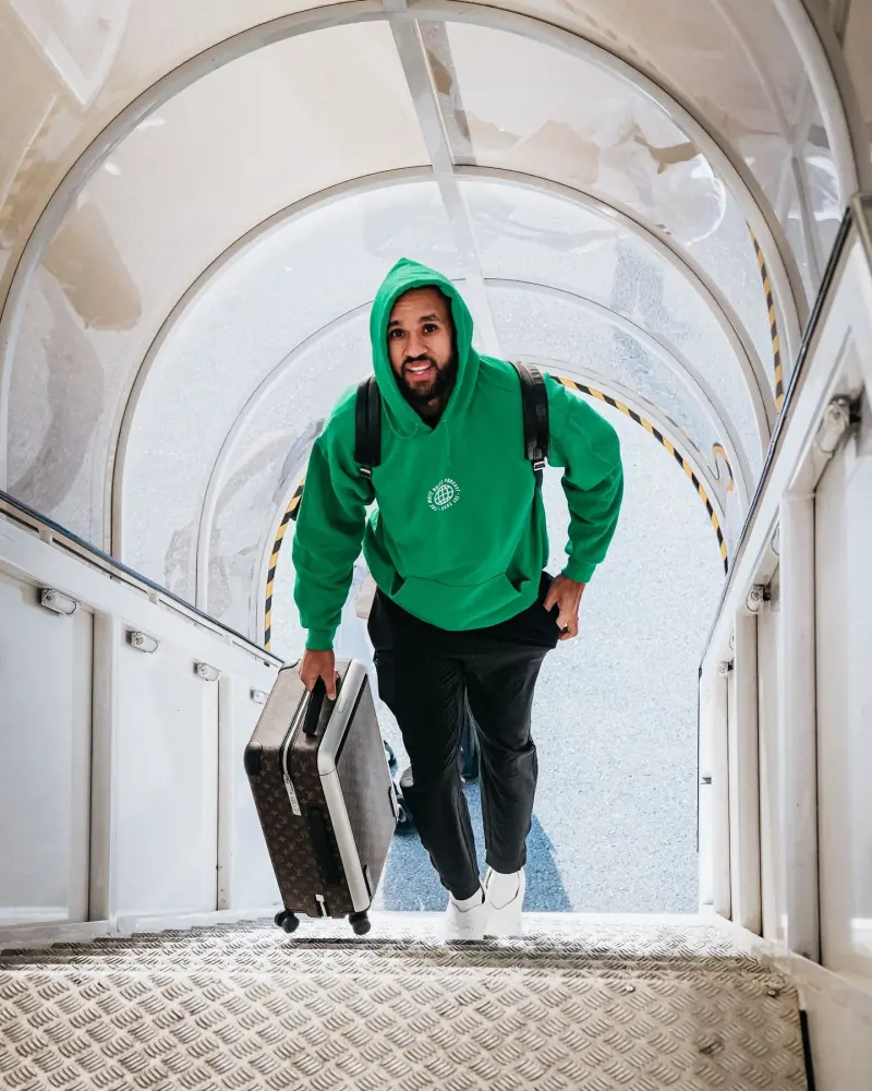 The Celtics' official account posted photos of the players boarding the plane.