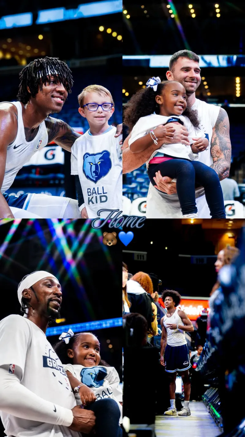 The Grizzlies posted a photo on social media of players interacting with ball boys before the game, captioned: Grizzlies Home Game