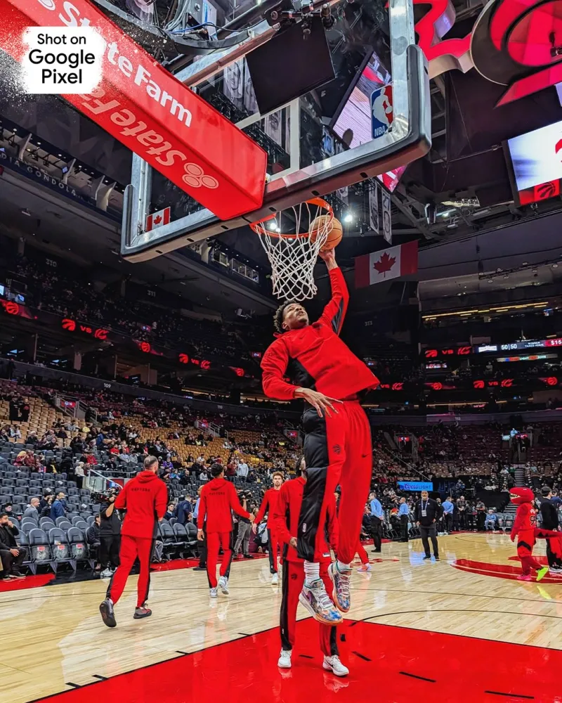 Raptors social media posts a collection of pre-game player warm-up photos: focused and engaged