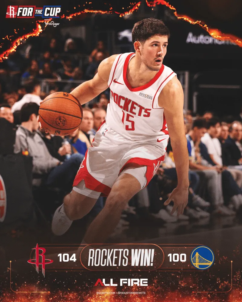 The Rockets' official media shared the victory poster for today's game.