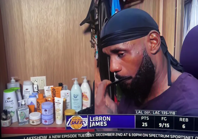 Memes posts a picture: Why does LeBron James keep so much lotion and face cream in his locker?