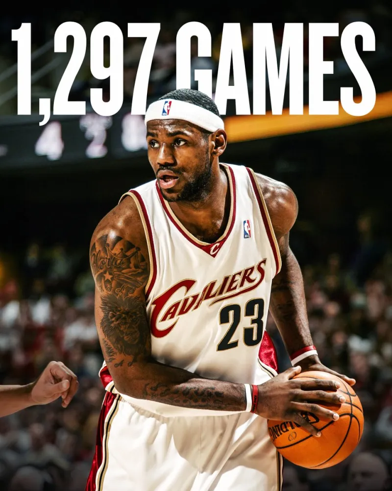 NBA official statement: 1297 games from 2007 to 2025, a great long run for LeBron James.
