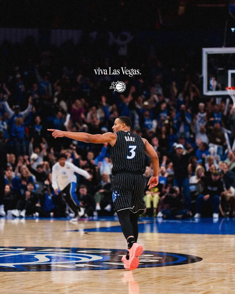 He exploded for 37 points! The Magic's official account posted a photo of Bane on the court: Baby, we're off to Las Vegas!