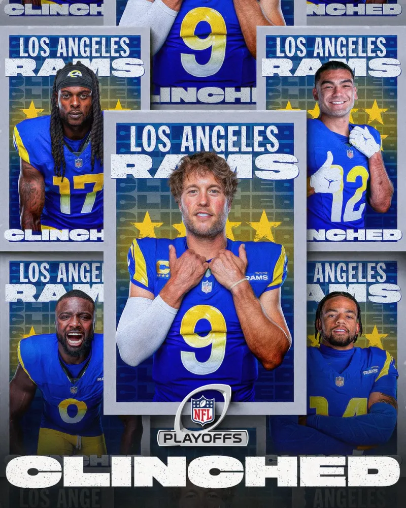 NFL: The Los Angeles Rams have secured a playoff spot with an 11-3 record!