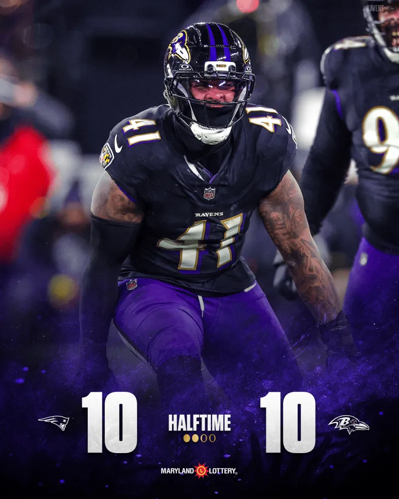NFL regular season first half: New England Patriots 10-10 Baltimore Ravens
